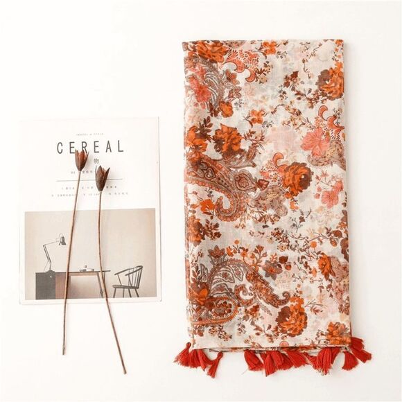 2/$30 Ladies Retro Floral Filigree Ladies Lightweight Scarf - Picture 2 of 7